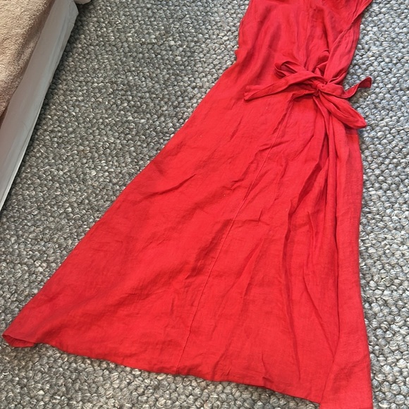 Non Signe 100% Linen Tie Waist Maxi Dress Cover Up - Picture 5 of 9